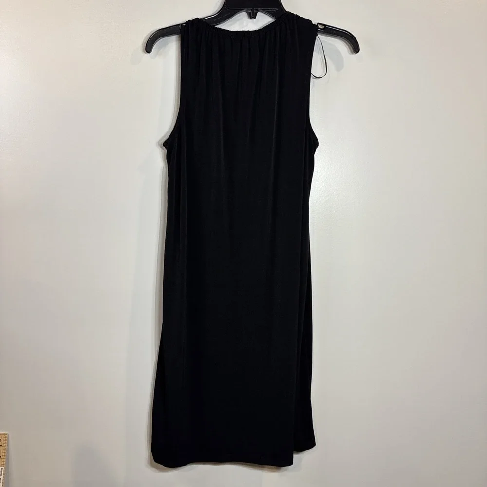 Michael Kors Tank‎ Dress Womens Small Black Tasseled Sleeveless Stretch Flowy